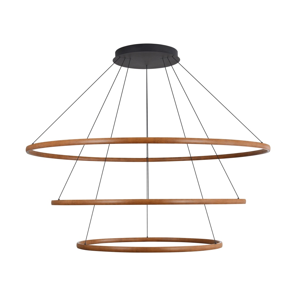 Golden Lighting Veritas Integrated LED 71in 3-tier Chandelier in Walnut